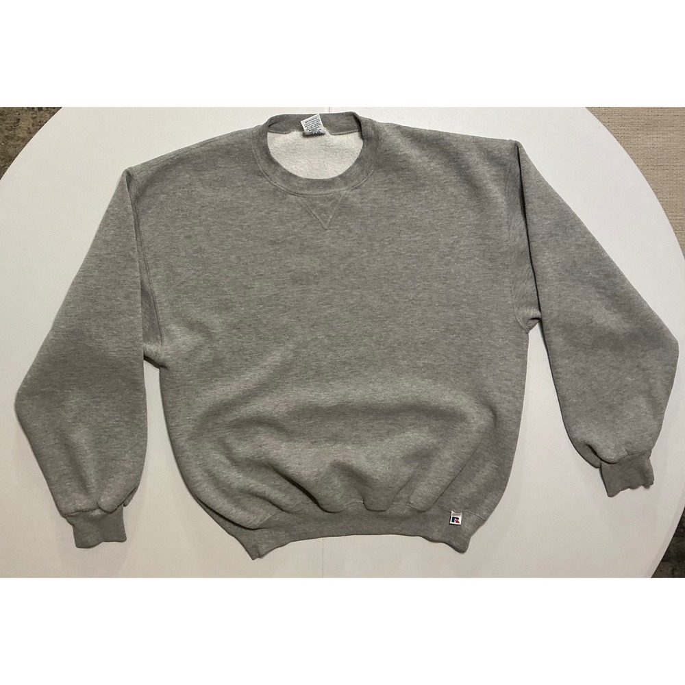 VTG USA Made Russell Athletic Crewneck Sweatshirt Gray Mens L V-Stitch Pullover